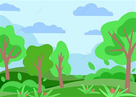 Woods Forest Cartoon Style Simple Green Trees Background, Forest, Trees ...