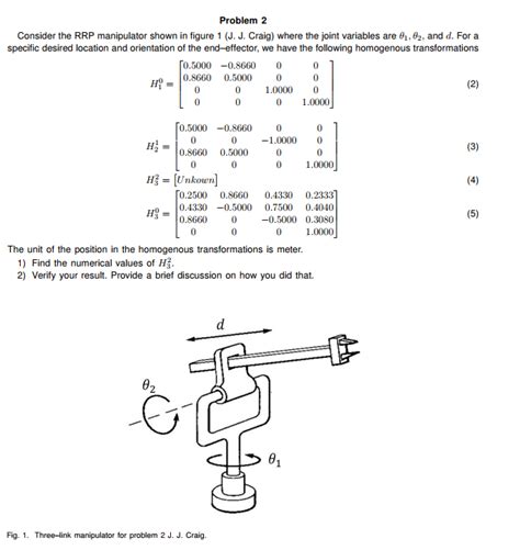 Solved Problem Consider The Rrp Manipulator Shown In Chegg