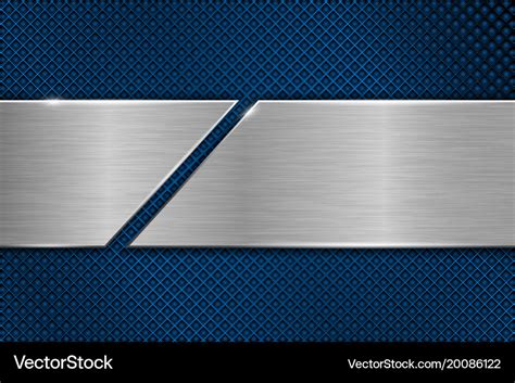 Blue Metal Perforated Background With Cut Brushed Vector Image