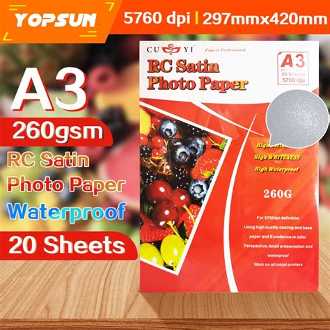 A3 Cuyi Rc Rough Satin Photo Paper 260gsm For Picture 20Sheets Shopee