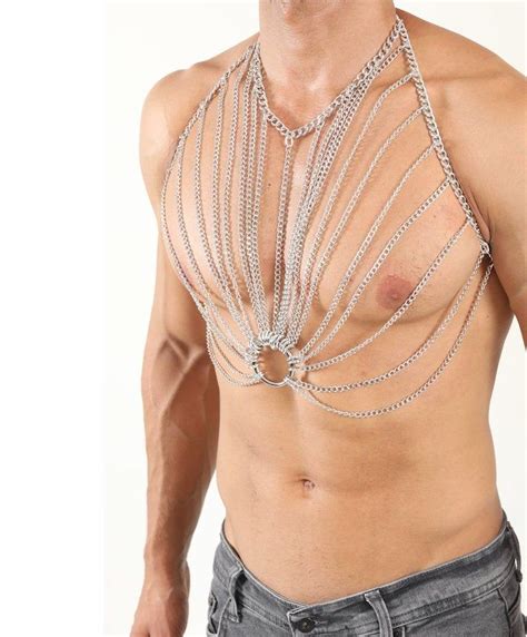 Body Chain Men Silver Bodychain Man Harness Men Jewelry Larp Viking