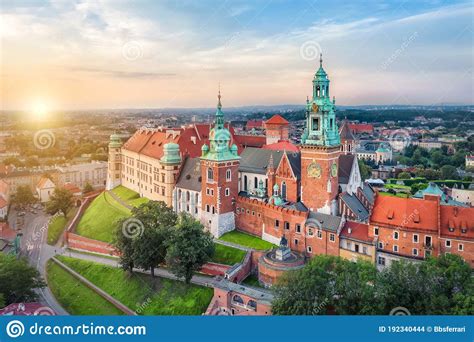 Aerial View Of Wawel Castle In Krakow Poland Stock Photo Image Of