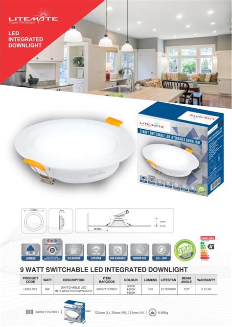 Litemate Switchable Led Integrated Downlight Watt Gentech