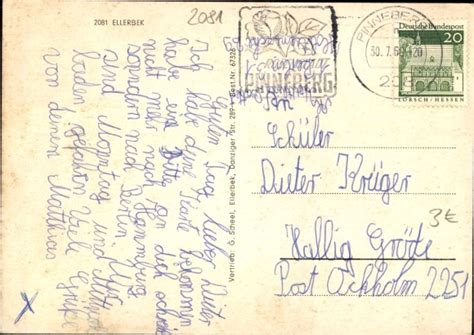 Ansichtskarte Postkarte Ellerbek Im Kreis Pinneberg Kirche Schule