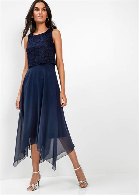 Robe Chic Avec Haut En Dentelle Bleu Fonc