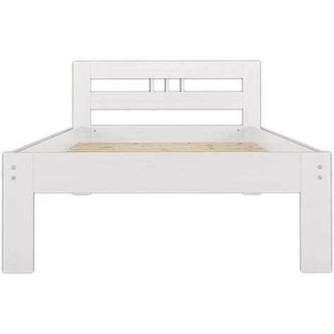 Erst Holz Cadre de lit Simple en pin Massif Blanc 80x200 Jolie tête de