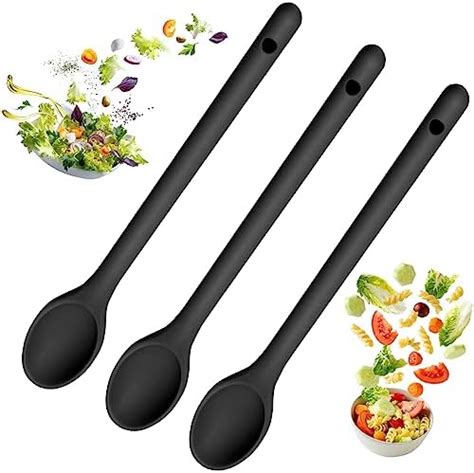 Set Of 3 Cooking Spoons Silicone Mixing Spoon Serving Spoon Silicone