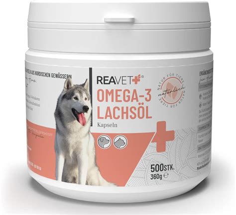 ReaVET Capsules d huile de Saumon Chien 500 pièces Huile oméga 3 Chien