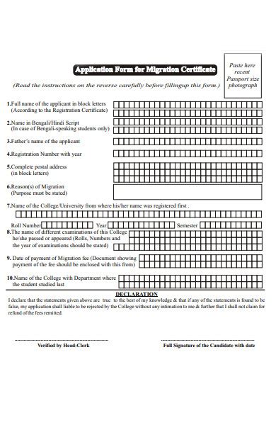 FREE 35 Migration Form Samples PDF MS Word Google Docs Excel