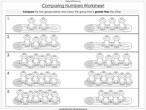 Comparing Numbers Worksheet Math Kindergarten Worksheets Library