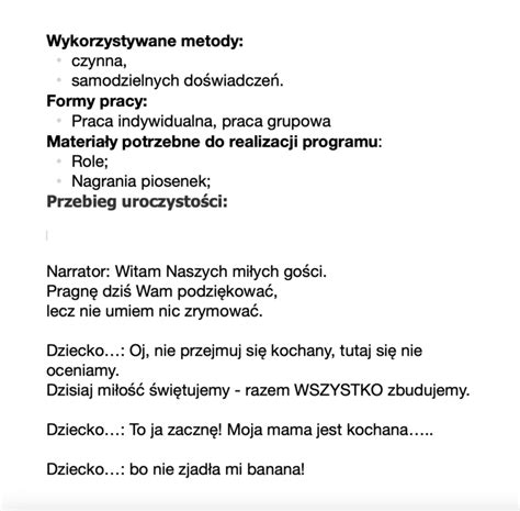 Scenariusz Uroczysto Ci Przedszkolnej Z Okazji Dnia Mamy I Taty