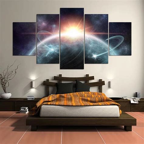 5 Pieces Universe Space Planet Landscape Canvas Painting Poster Prints