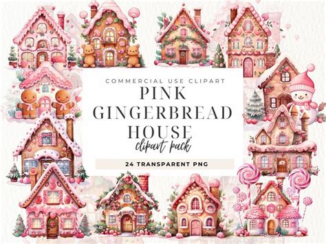 Pink Gingerbread House Clipart Gingerbread Clipart Christmas Cookies