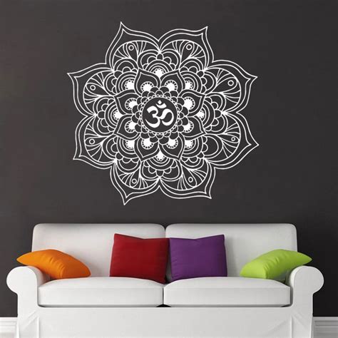 Mandala Wall Stickers Decor Indian Yoga Oum Om Sign Decal Vinyl Bedroom