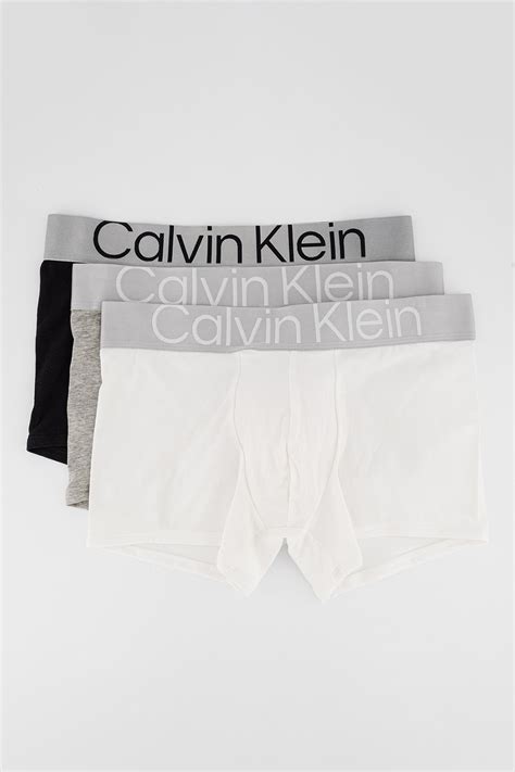 CALVIN KLEIN, Боксерки с лого - 3 чифта, Черен, Бял, Сив меланж, L ...