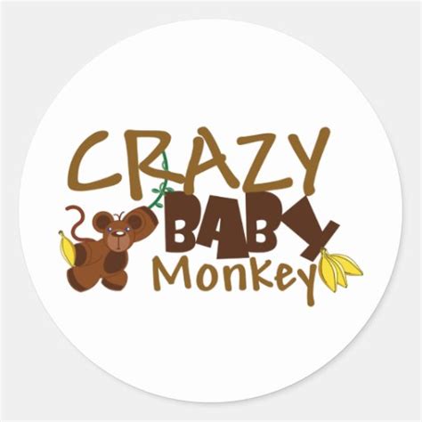 Crazy Baby Monkey Classic Round Sticker Zazzle