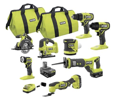 Ryobi One+ 18V Cordless 8-Tool Combo Kit w/ 3 Batteries for $339 - PCL1800K3N