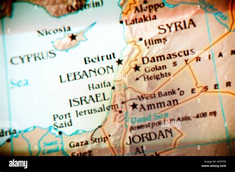 Current map showing the countries Syria, Cyprus, Lebanon, Israel, and ...