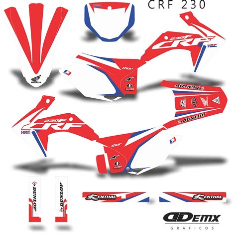 KIT GRÁFICO ADESIVO CRF 230F 2015 A 2021 CANARD DeMX Motocross