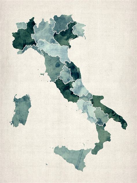 Watercolor Map of Italy Digital Art by Michael Tompsett