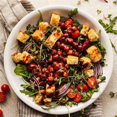 Bbq Chickpea Salad With Cornbread Croutons The Live In Kitchen