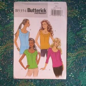 2000s Sewing Pattern Butterick 5354 Misses Pullover Top UNCUT Etsy