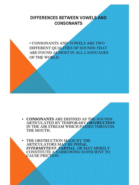 Differences Between Vowels And Consonants Consonant Vowel