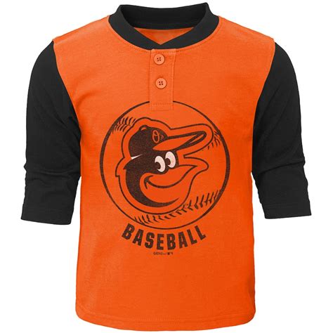 Toddler Baltimore Orioles Orangeblack Legacy Henley 34 Sleeve T Shirt