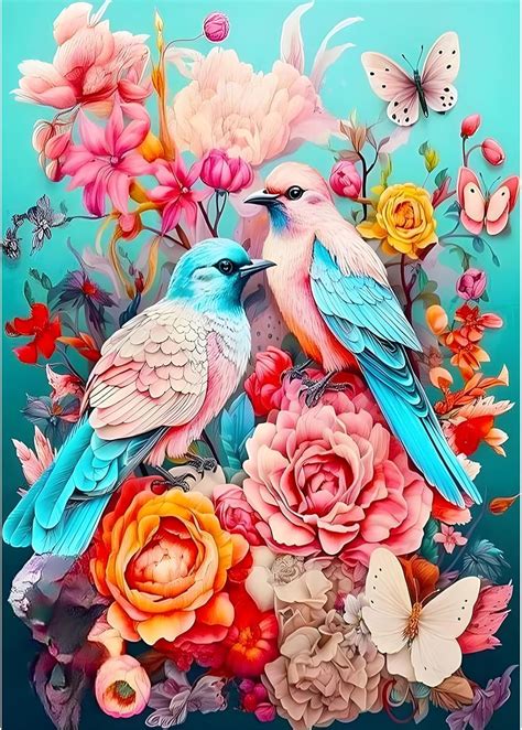 Daerle D Diamond Painting Fantasievoller Vogel Mit Blumen Diamant