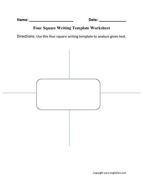 Blank Four Square Writing Template Creative Sample Templates