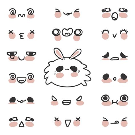 Free Vector Hand Drawn Kawaii Face Illustrations