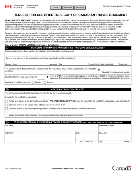 Form Pptc516 Fill Out Sign Online And Download Fillable Pdf Canada