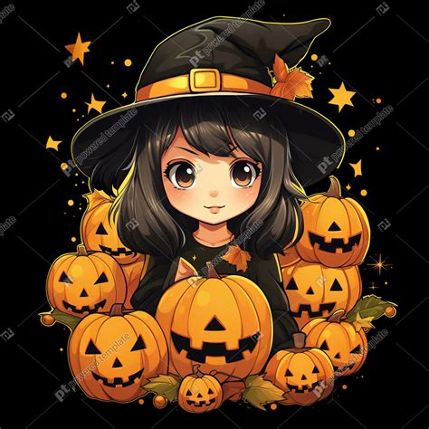 Cute Halloween Witch with Pumpkins Illustration | Free, AI Image ...