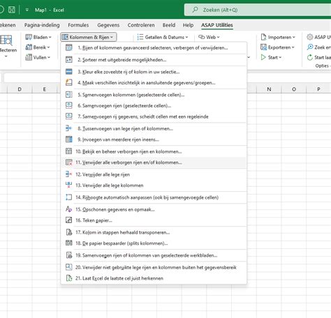 Kolommen Rijen Verwijder Alle Verborgen Rijen En Of Kolommen