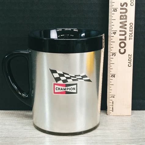 Vintage Champion Spark Plugs West Bend Thermo Serv Coffee Cup Mug Made