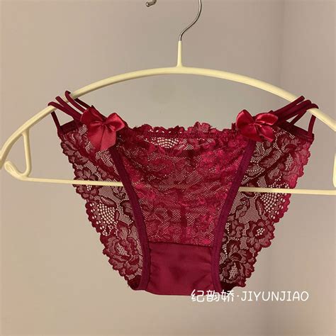 Uaang Uaang Sexy Lace Pure Underwear Lady Low Waist Transparent High Slit Hot Belt Briefs Woman