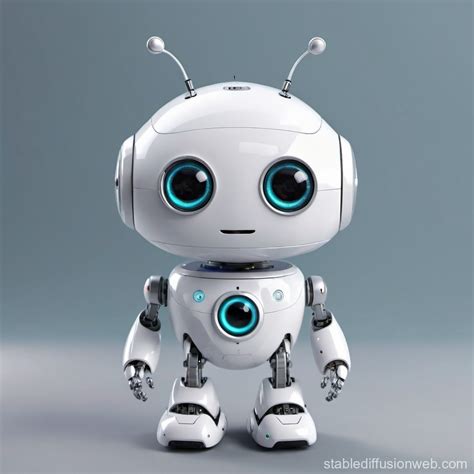 Adorable Round Faced Robot With Digital Eyes Stable Diffusion Online