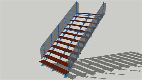 Metal And Glass Wide Stairs 3d Warehouse