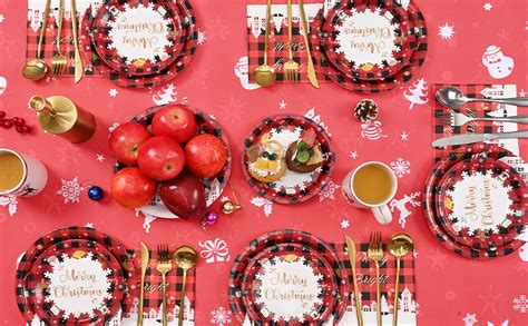 Homlouue 150 Pcs Christmas Plates And Napkins Merry Christmas Party Supplies Holiday