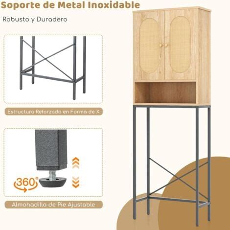 Costway Armario Para El Inodoro En El Ba O Mueble Ba O Con Puertas