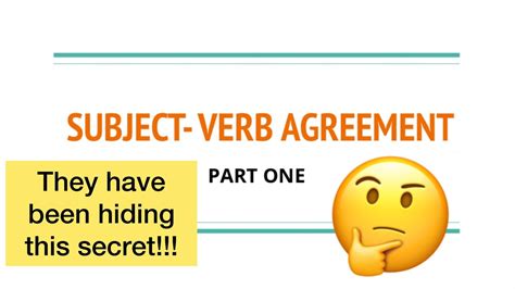 Understanding Subject Verb Agreement Secret Reveal Youtube