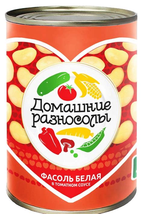 Консервированная фасоль Домашние разносолы Белая в томатном соусе ...