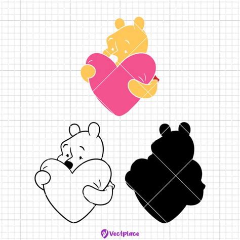 Pooh Svg Winnie The Pooh Svg Love Svg Valentines Day Svg Cut File