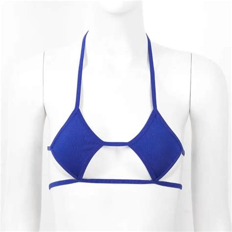 Tiaobug Rhombic Halter Bikini Top With Backless Self Tie Second Cup