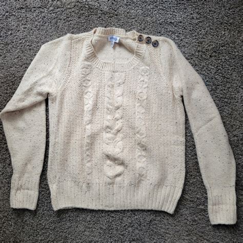 St John S Bay Sweaters St Johns Bay Cream Tan Cable Knit Sweater