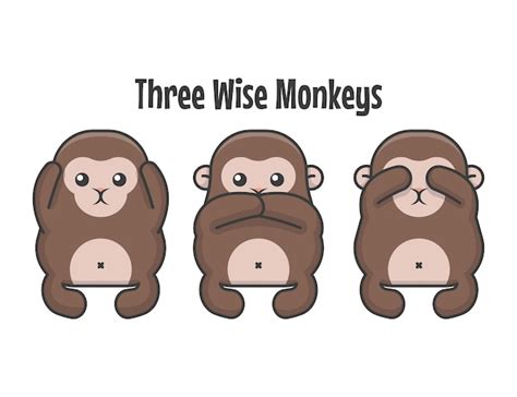 Premium Vector Cute Three Wise Monkeys Cartoon Vector