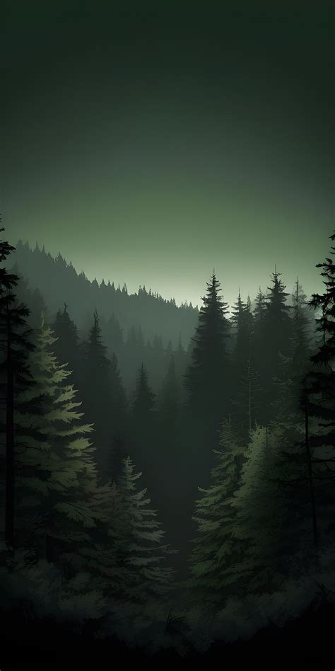 Minimalistic Forest Phone Wallpaper, Black - MyWallpapers.in