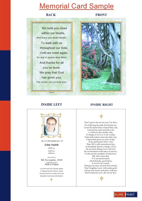 40 Printable Memorial Card Templates In Loving Memory