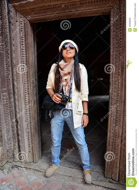 Traveler In Hanuman Dhoka Durbar Square At Kathmandu Nepal Stock Photo