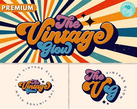 Retro Logo DIY Logo Design Template Boho Logo Vintage Logo